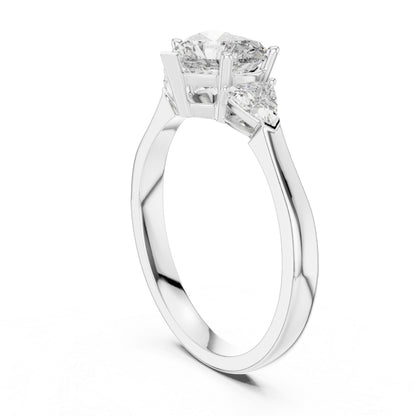14K White Gold Heart & Trillion Lab-Grown Diamond Stud Ring for Women | Bridal Wear | Pure Carat