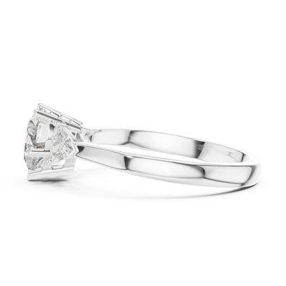 14K White Gold Heart & Trillion Lab-Grown Diamond Stud Ring for Women | Bridal Wear | Pure Carat