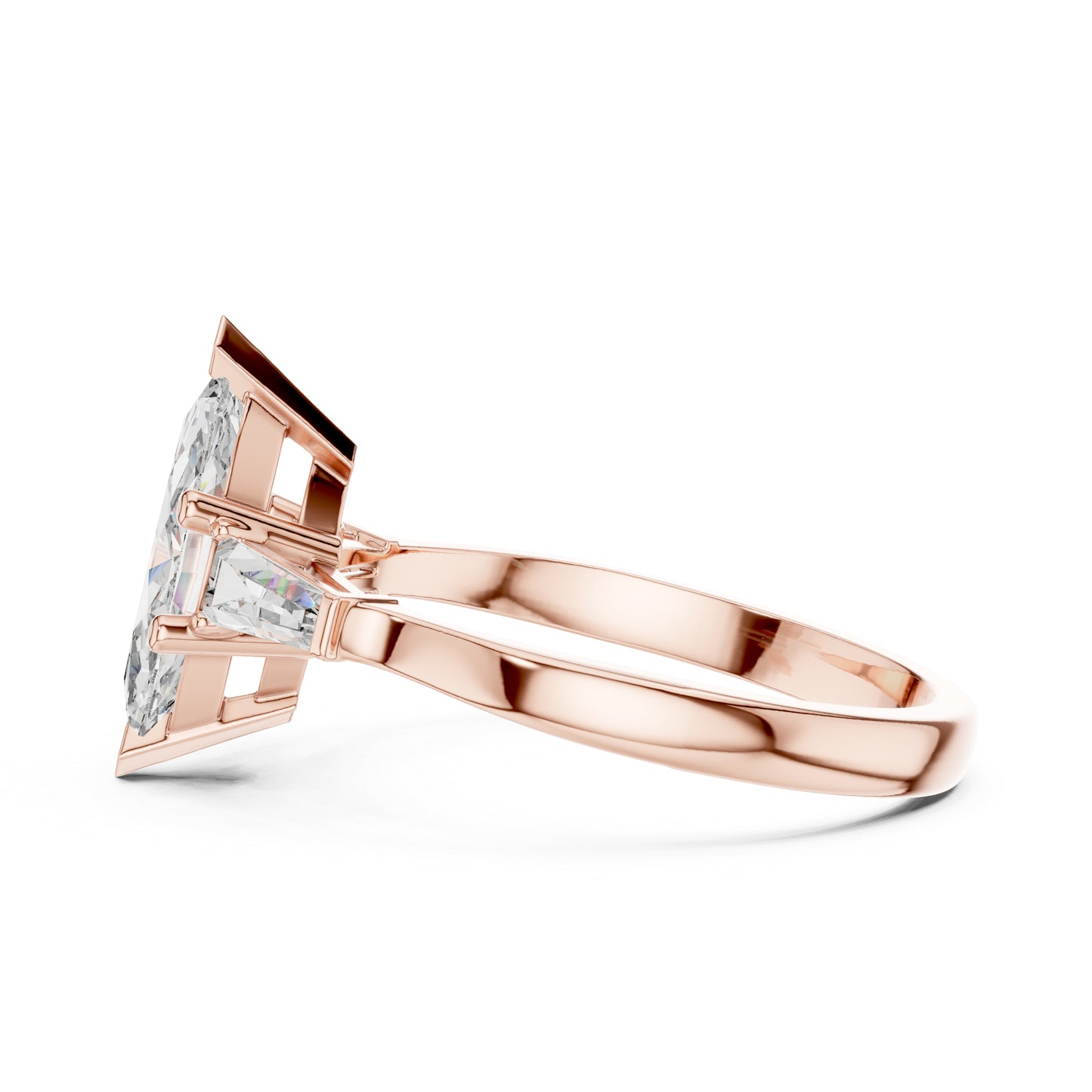 18K Rose Gold Marquise & Custom Baguette Lab-Grown Diamond Solitaire Ring for Women | Party Wear | Pure Carat