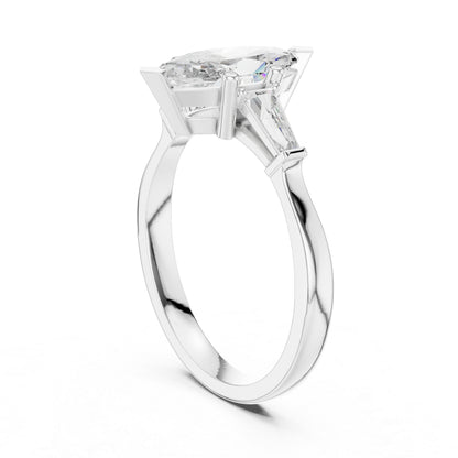 18K Rose Gold Marquise & Custom Baguette Lab-Grown Diamond Solitaire Ring for Women | Party Wear | Pure Carat