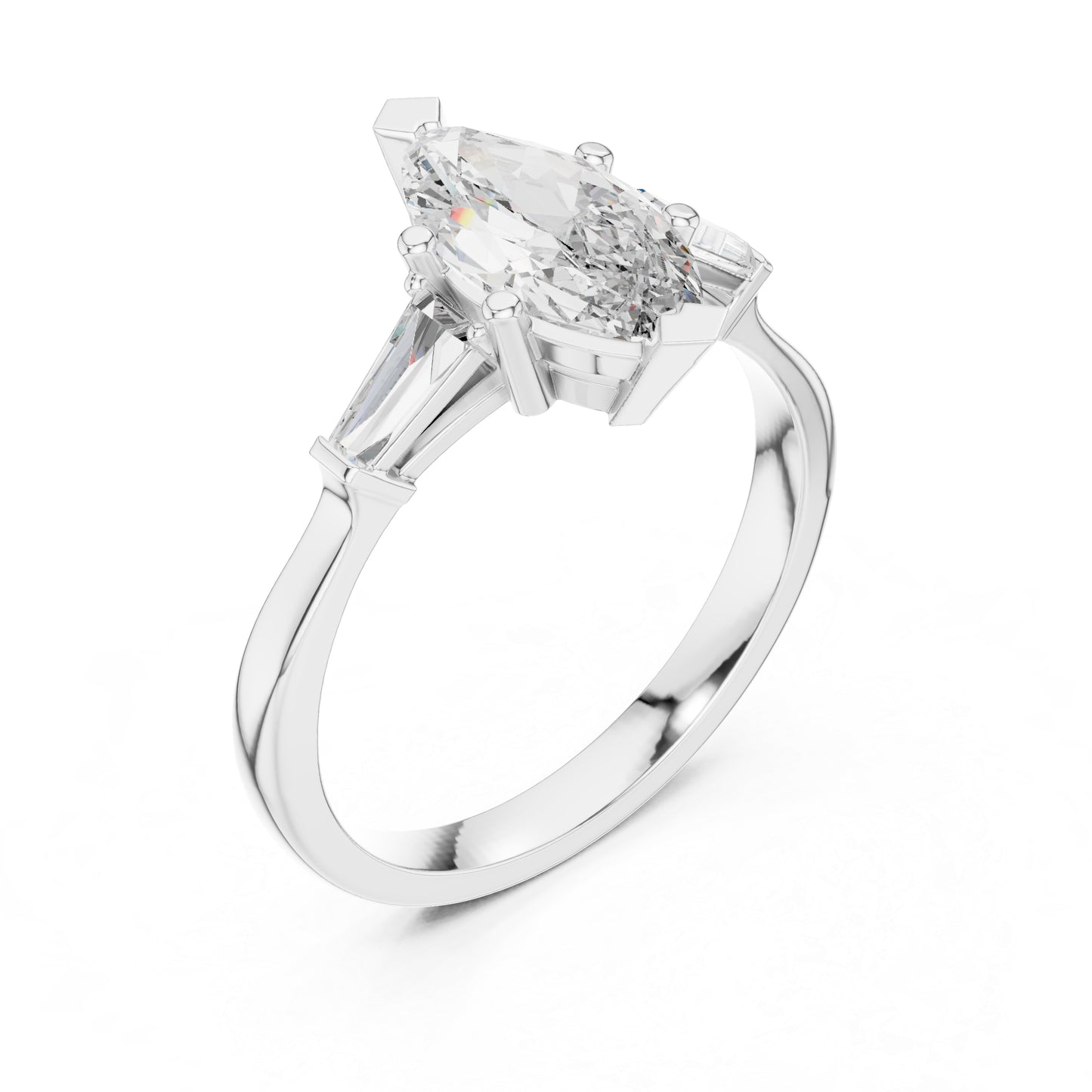 18K Rose Gold Marquise & Custom Baguette Lab-Grown Diamond Solitaire Ring for Women | Party Wear | Pure Carat