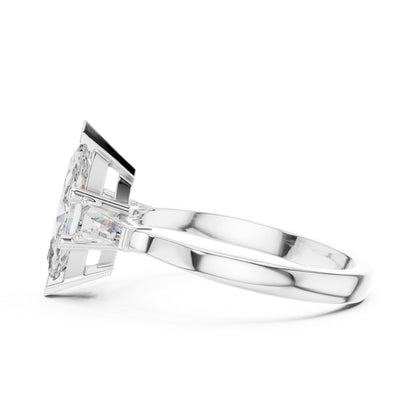 18K Rose Gold Marquise & Custom Baguette Lab-Grown Diamond Solitaire Ring for Women | Party Wear | Pure Carat