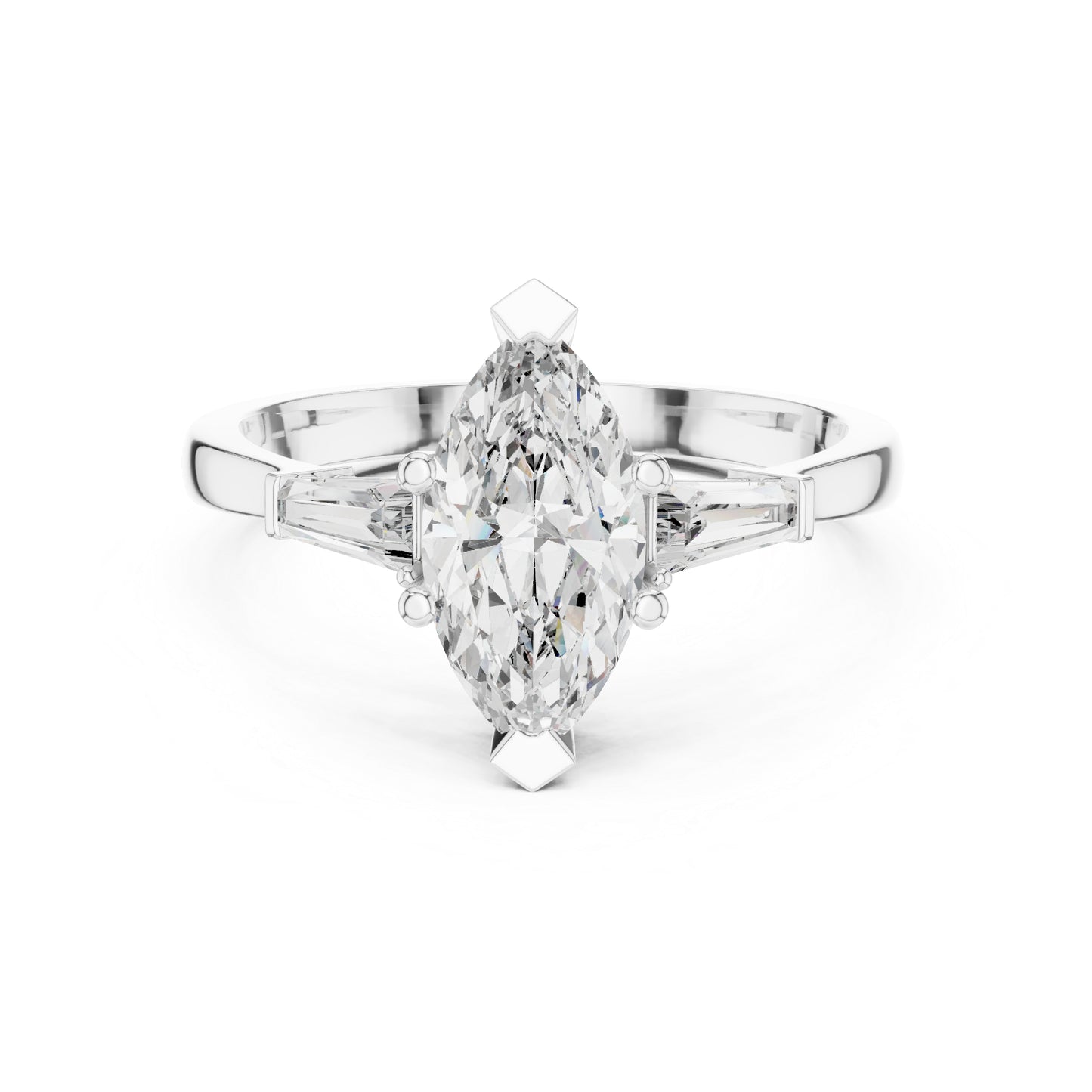 18K Rose Gold Marquise & Custom Baguette Lab-Grown Diamond Solitaire Ring for Women | Party Wear | Pure Carat