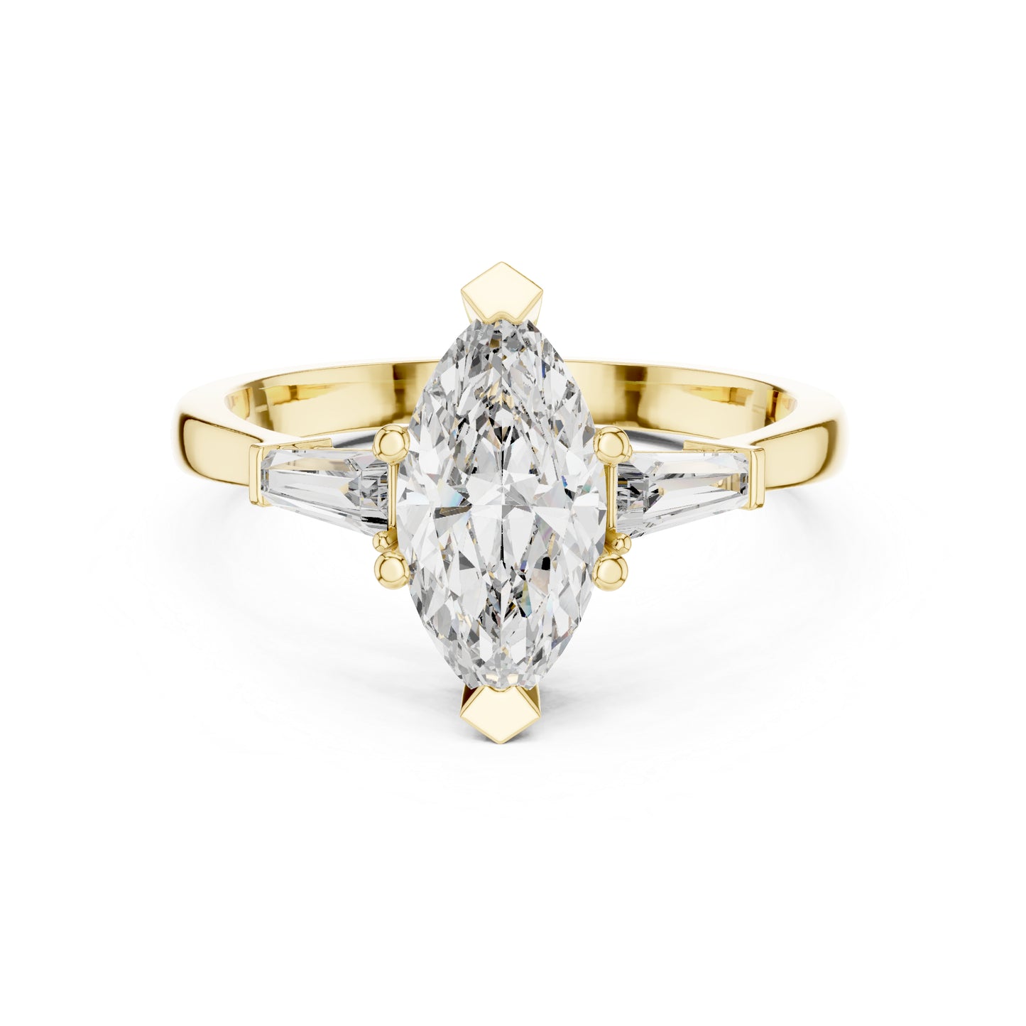 18K Rose Gold Marquise & Custom Baguette Lab-Grown Diamond Solitaire Ring for Women | Party Wear | Pure Carat