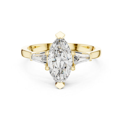 18K Rose Gold Marquise & Custom Baguette Lab-Grown Diamond Solitaire Ring for Women | Party Wear | Pure Carat