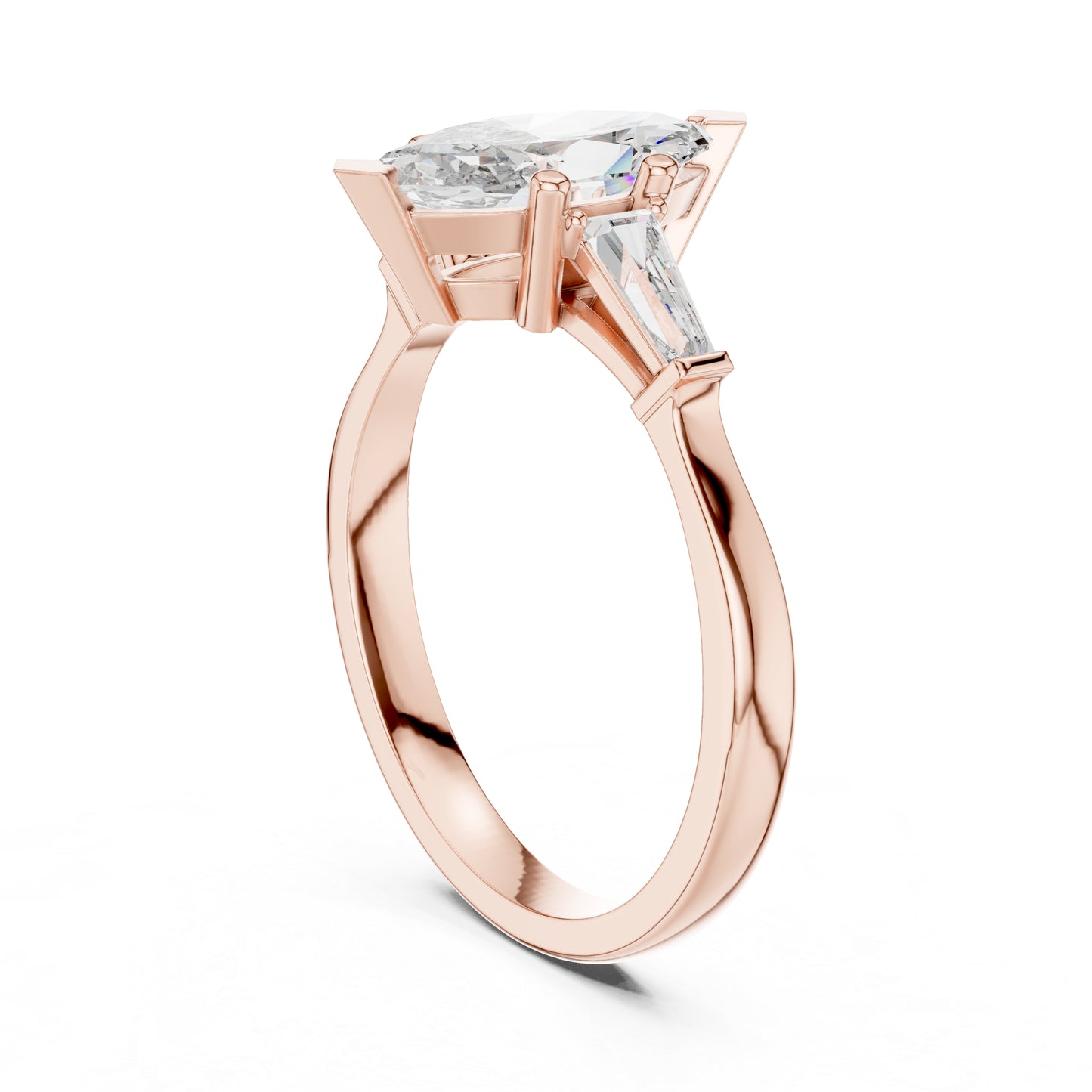 18K Rose Gold Marquise & Custom Baguette Lab-Grown Diamond Solitaire Ring for Women | Party Wear | Pure Carat