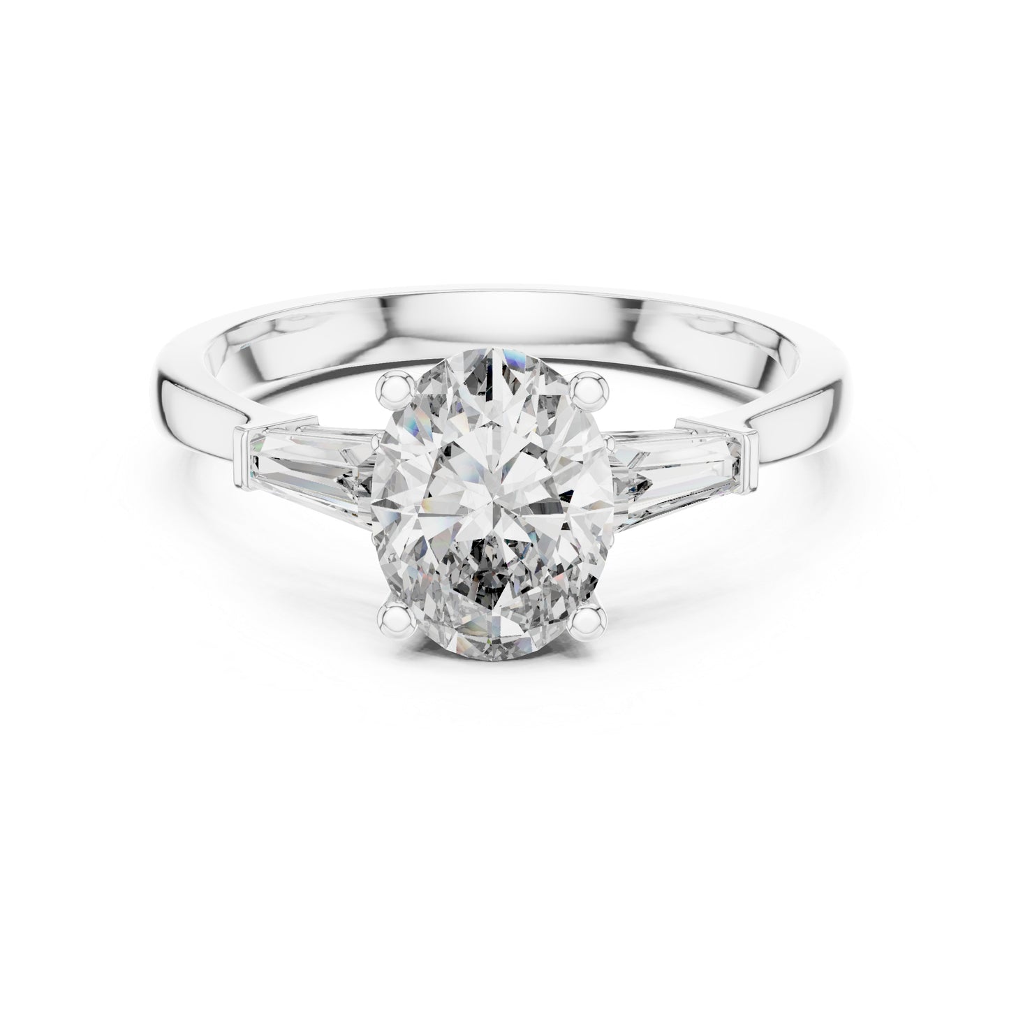 14K Yellow Gold Oval & Custom Baguette Lab-Grown Diamond Ring for Women | Everyday Wear | Pure Carat