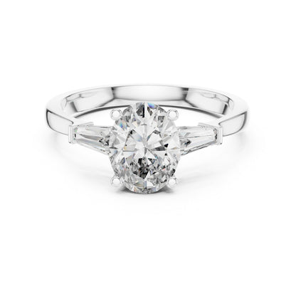 14K Yellow Gold Oval & Custom Baguette Lab-Grown Diamond Ring for Women | Everyday Wear | Pure Carat