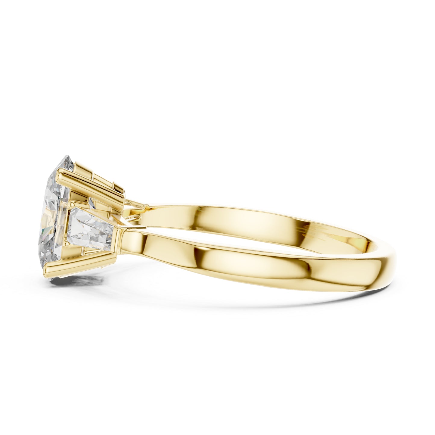14K Yellow Gold Oval & Custom Baguette Lab-Grown Diamond Ring for Women | Everyday Wear | Pure Carat