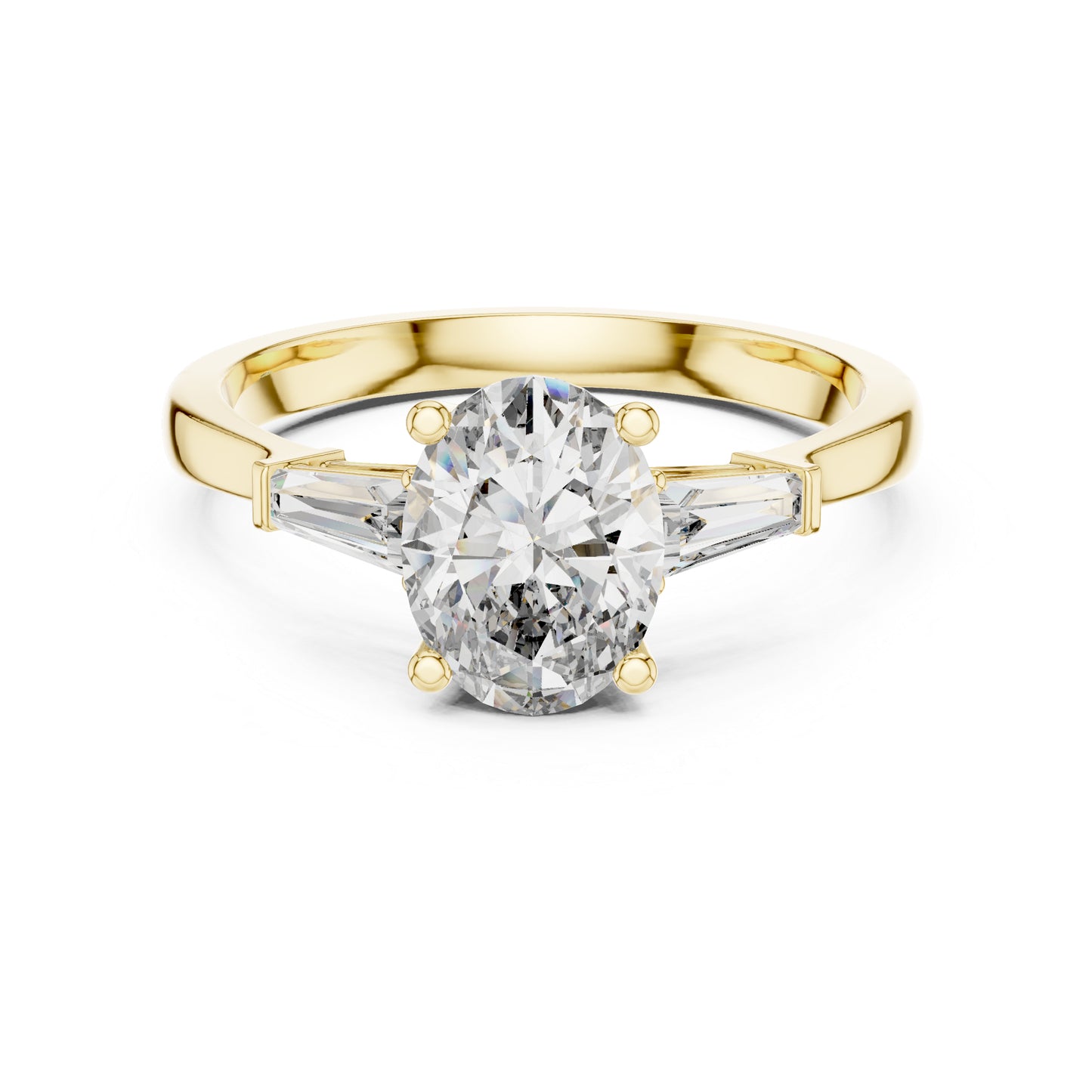 14K Yellow Gold Oval & Custom Baguette Lab-Grown Diamond Ring for Women | Everyday Wear | Pure Carat