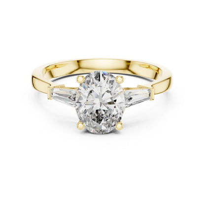 14K Yellow Gold Oval & Custom Baguette Lab-Grown Diamond Ring for Women | Everyday Wear | Pure Carat