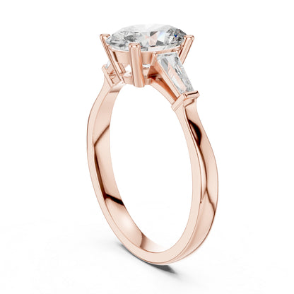 14K Yellow Gold Oval & Custom Baguette Lab-Grown Diamond Ring for Women | Everyday Wear | Pure Carat