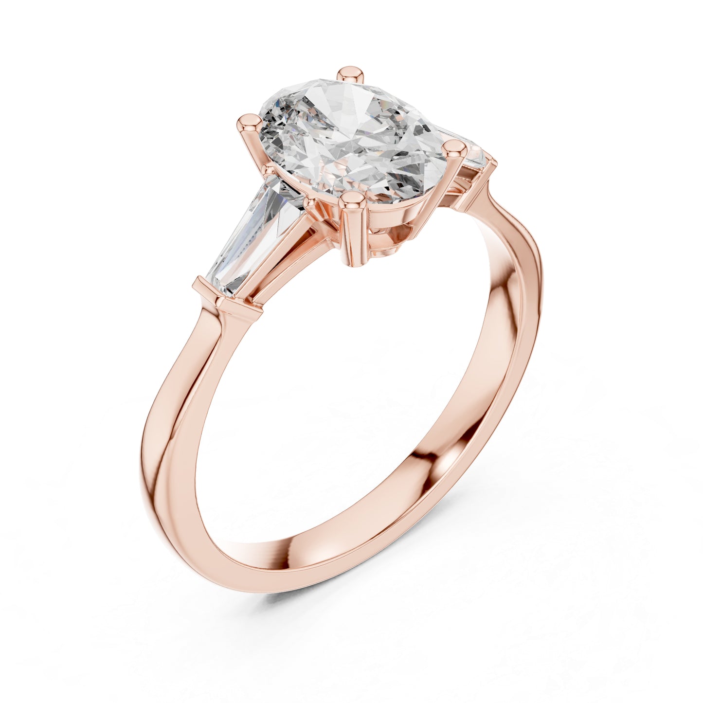 14K Yellow Gold Oval & Custom Baguette Lab-Grown Diamond Ring for Women | Everyday Wear | Pure Carat