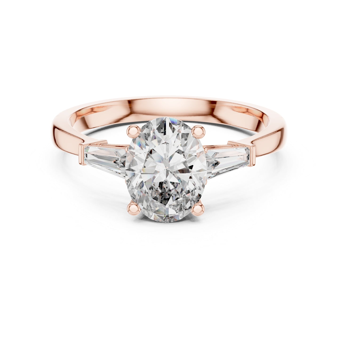14K Yellow Gold Oval & Custom Baguette Lab-Grown Diamond Ring for Women | Everyday Wear | Pure Carat