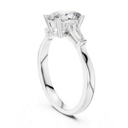 14K Yellow Gold Oval & Custom Baguette Lab-Grown Diamond Ring for Women | Everyday Wear | Pure Carat