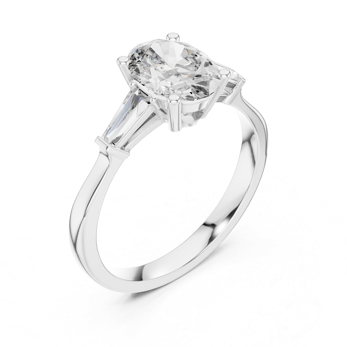 14K Yellow Gold Oval & Custom Baguette Lab-Grown Diamond Ring for Women | Everyday Wear | Pure Carat