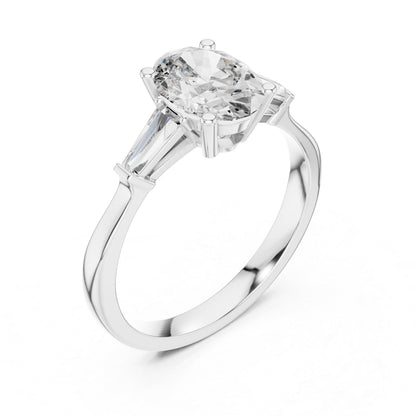 14K Yellow Gold Oval & Custom Baguette Lab-Grown Diamond Ring for Women | Everyday Wear | Pure Carat