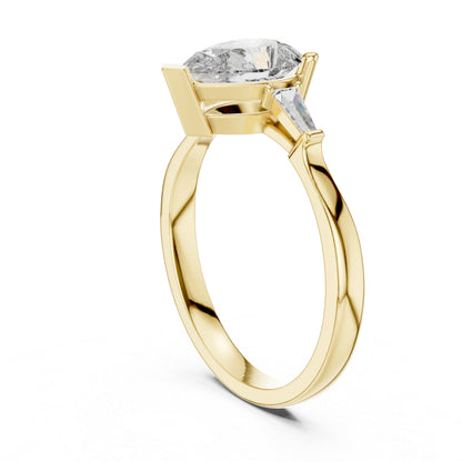 18K White Gold Pear & Custom Baguette Lab-Grown Diamond Engagement Ring for Women | Pure Carat
