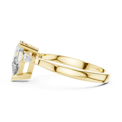 18K White Gold Pear & Custom Baguette Lab-Grown Diamond Engagement Ring for Women | Pure Carat
