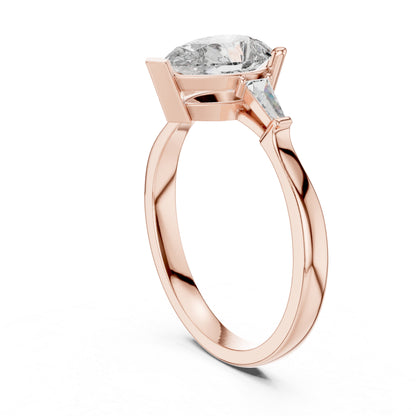 18K White Gold Pear & Custom Baguette Lab-Grown Diamond Engagement Ring for Women | Pure Carat