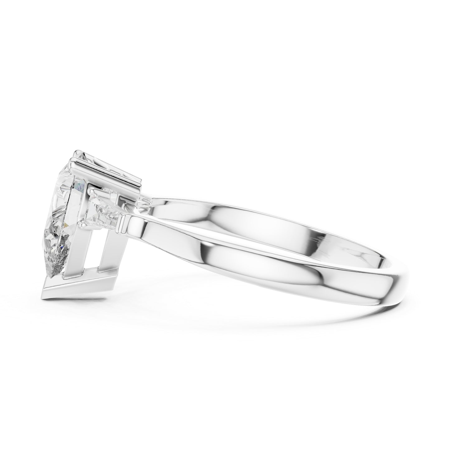 18K White Gold Pear & Custom Baguette Lab-Grown Diamond Engagement Ring for Women | Pure Carat