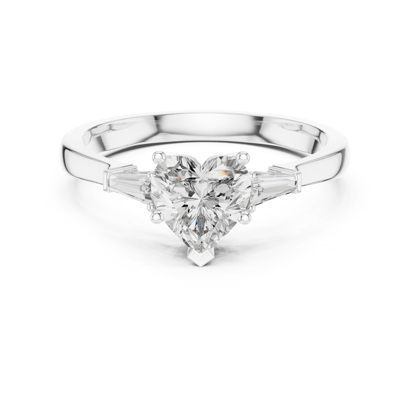 14K Rose Gold Heart & Custom Baguette Lab-Grown Diamond Solitaire Ring for Women | Wedding | Pure Carat