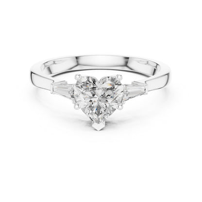 14K Rose Gold Heart & Custom Baguette Lab-Grown Diamond Solitaire Ring for Women | Wedding | Pure Carat