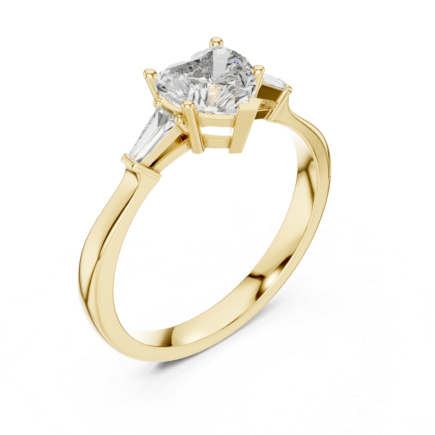 14K Rose Gold Heart & Custom Baguette Lab-Grown Diamond Solitaire Ring for Women | Wedding | Pure Carat