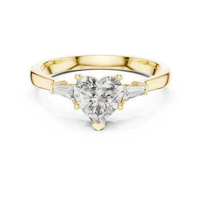 14K Rose Gold Heart & Custom Baguette Lab-Grown Diamond Solitaire Ring for Women | Wedding | Pure Carat