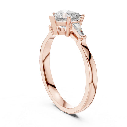 14K Rose Gold Heart & Custom Baguette Lab-Grown Diamond Solitaire Ring for Women | Wedding | Pure Carat