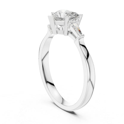 14K Rose Gold Heart & Custom Baguette Lab-Grown Diamond Solitaire Ring for Women | Wedding | Pure Carat
