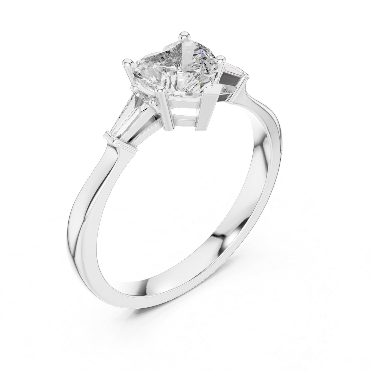 14K Rose Gold Heart & Custom Baguette Lab-Grown Diamond Solitaire Ring for Women | Wedding | Pure Carat