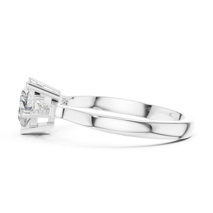 14K Rose Gold Heart & Custom Baguette Lab-Grown Diamond Solitaire Ring for Women | Wedding | Pure Carat