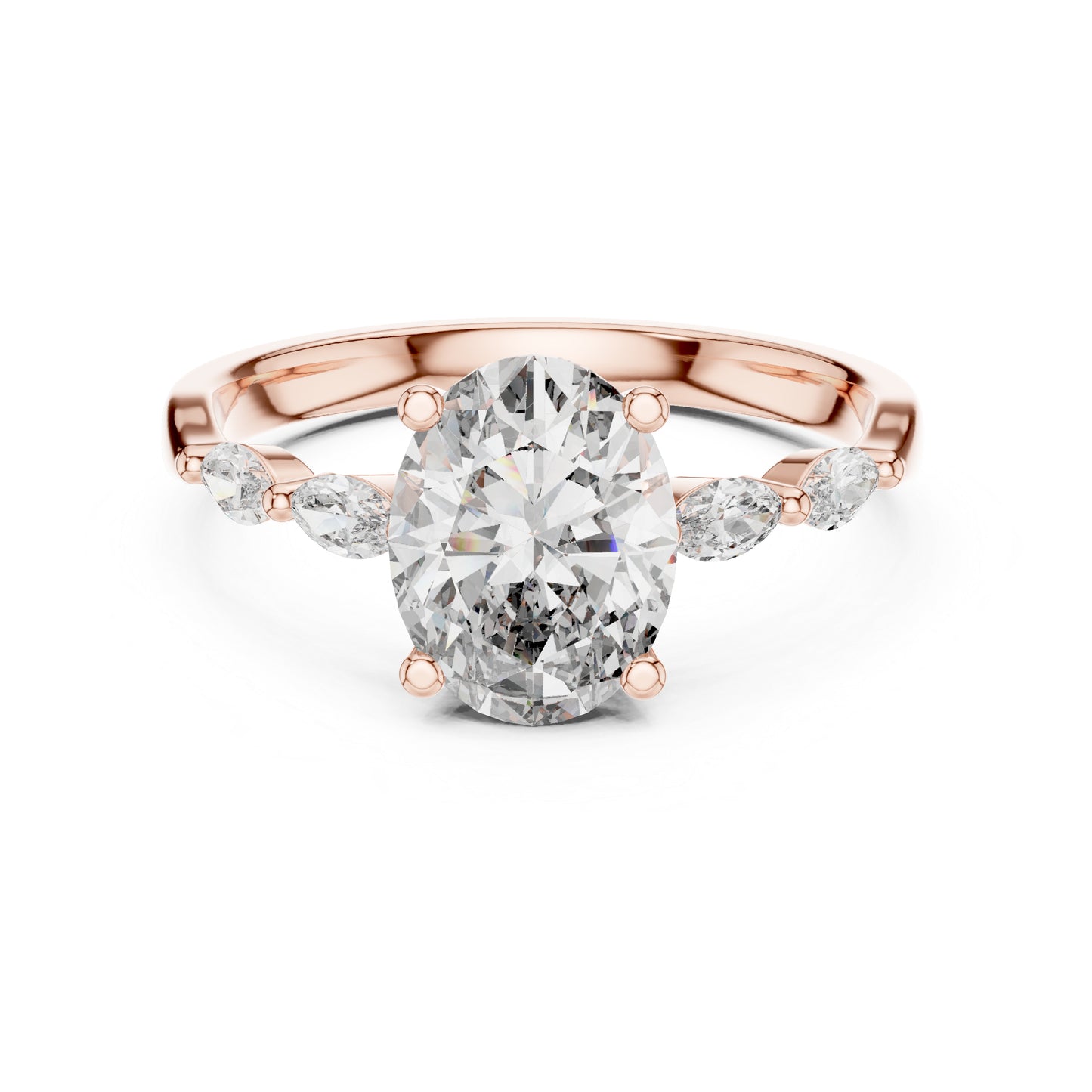 14K Yellow Gold Oval & Marquise Lab-Grown Diamond Ring for Women | Office Wear | Pure Carat