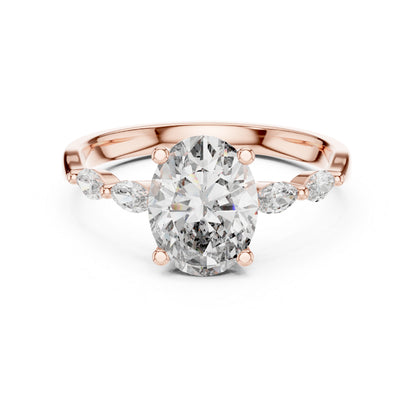 14K Yellow Gold Oval & Marquise Lab-Grown Diamond Ring for Women | Office Wear | Pure Carat