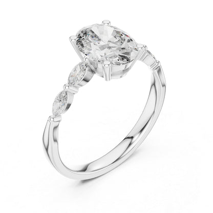 14K Yellow Gold Oval & Marquise Lab-Grown Diamond Ring for Women | Office Wear | Pure Carat