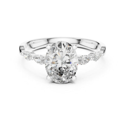 14K Yellow Gold Oval & Marquise Lab-Grown Diamond Ring for Women | Office Wear | Pure Carat
