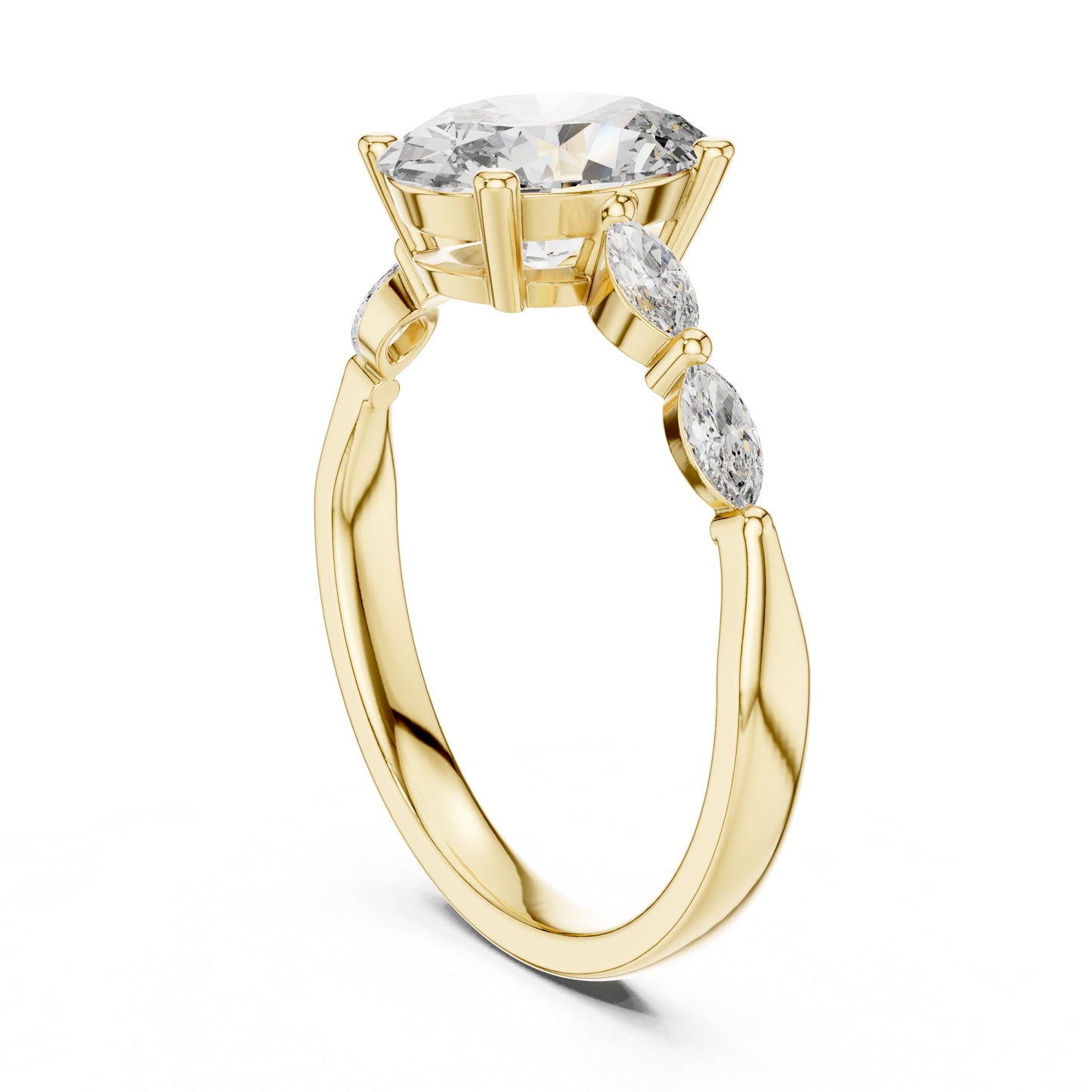 14K Yellow Gold Oval & Marquise Lab-Grown Diamond Ring for Women | Office Wear | Pure Carat