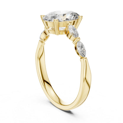14K Yellow Gold Oval & Marquise Lab-Grown Diamond Ring for Women | Office Wear | Pure Carat
