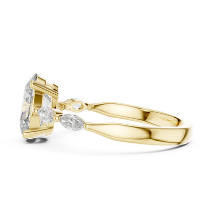 14K Yellow Gold Oval & Marquise Lab-Grown Diamond Ring for Women | Office Wear | Pure Carat