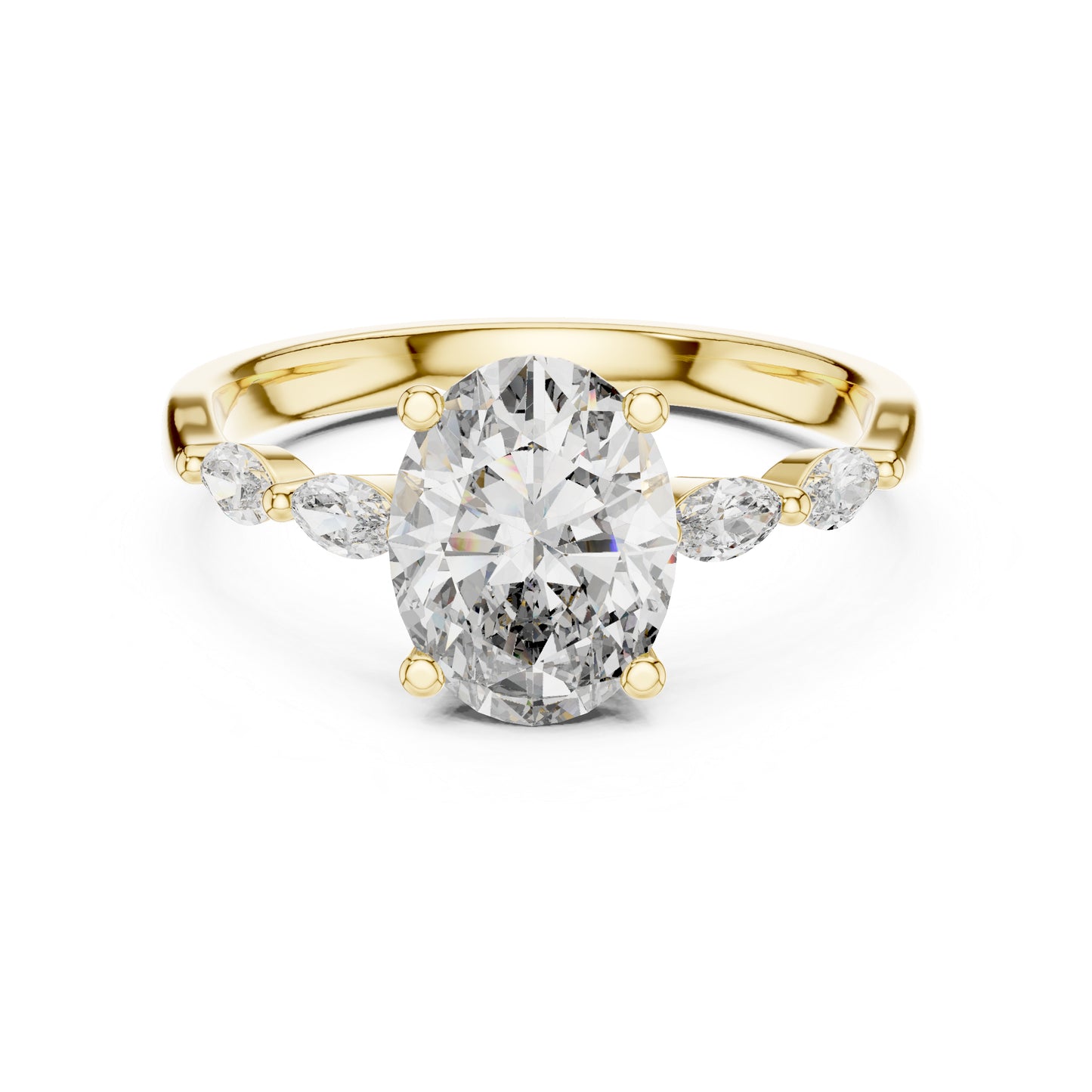 14K Yellow Gold Oval & Marquise Lab-Grown Diamond Ring for Women | Office Wear | Pure Carat