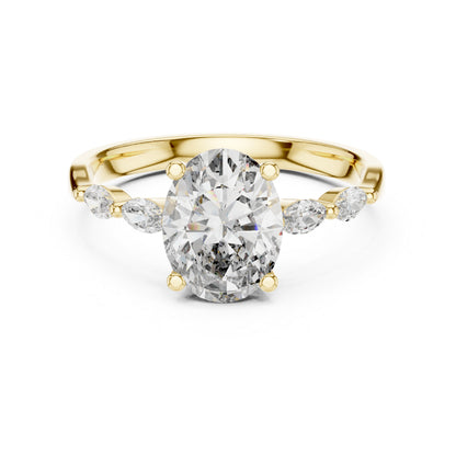 14K Yellow Gold Oval & Marquise Lab-Grown Diamond Ring for Women | Office Wear | Pure Carat
