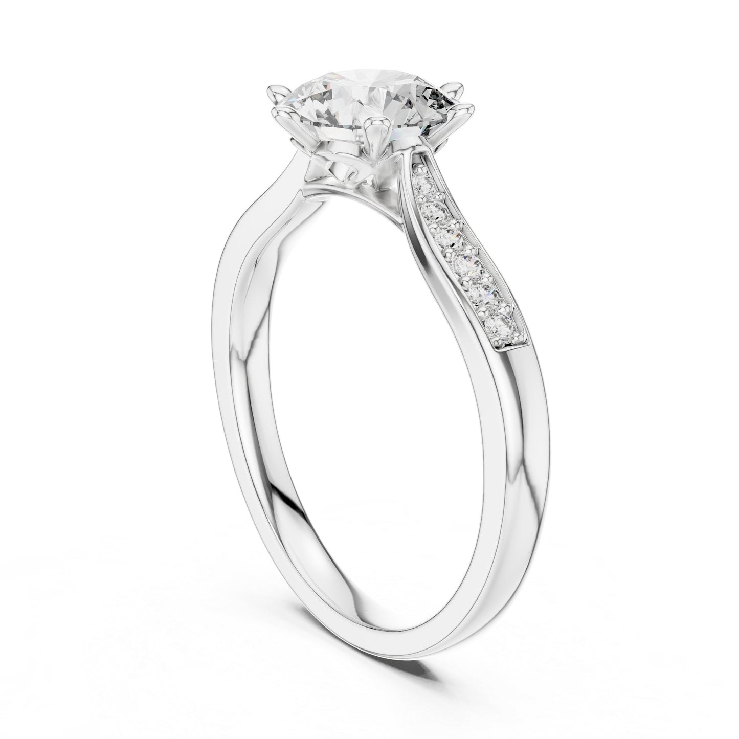 14K White Gold Round Lab-Grown Diamond Drop Ring for Women | Party Wear | Pure Carat
