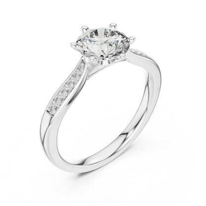 14K White Gold Round Lab-Grown Diamond Drop Ring for Women | Party Wear | Pure Carat