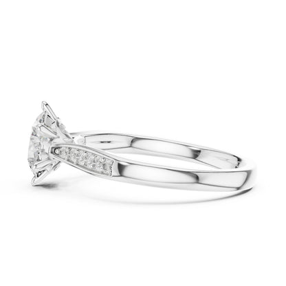 14K White Gold Round Lab-Grown Diamond Drop Ring for Women | Party Wear | Pure Carat