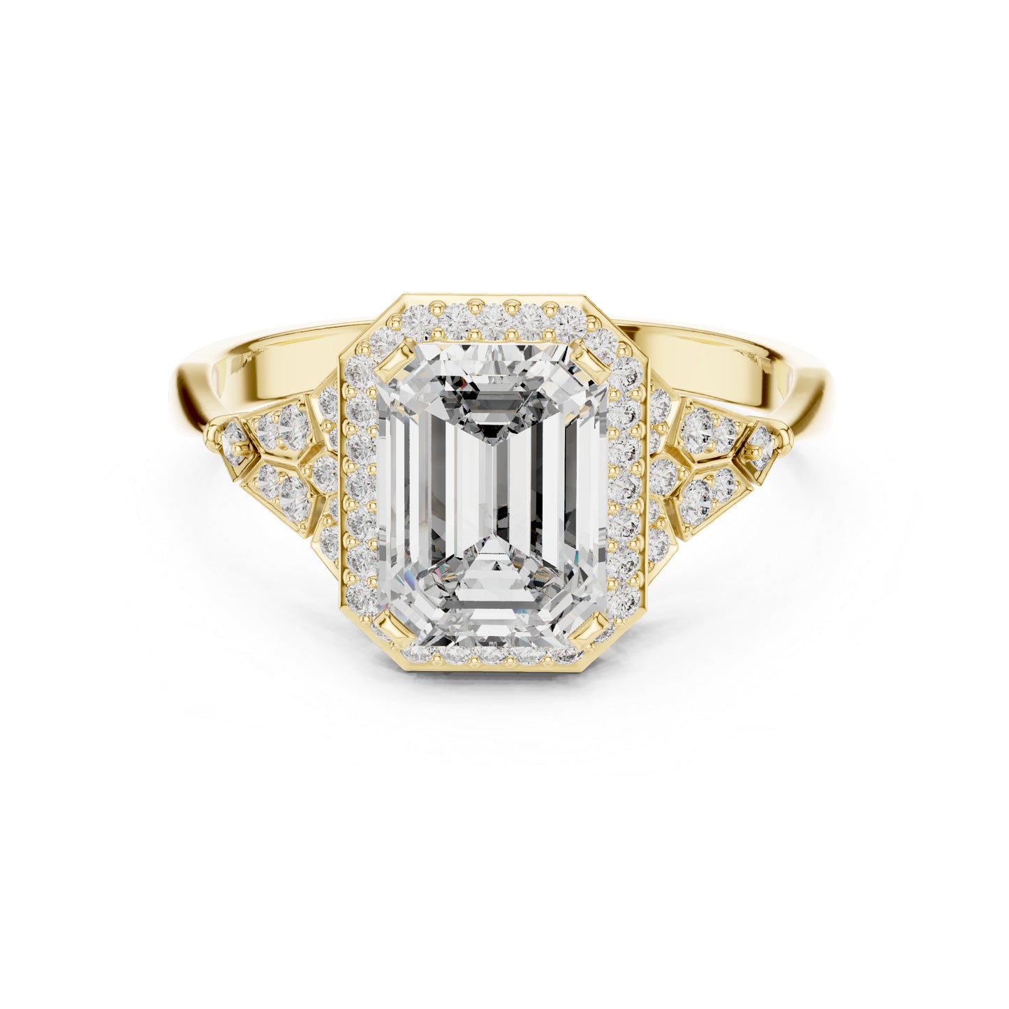 18K Rose Gold Emerald & Round Lab-Grown Diamond Ring for Women | Bridal Wear | Pure Carat