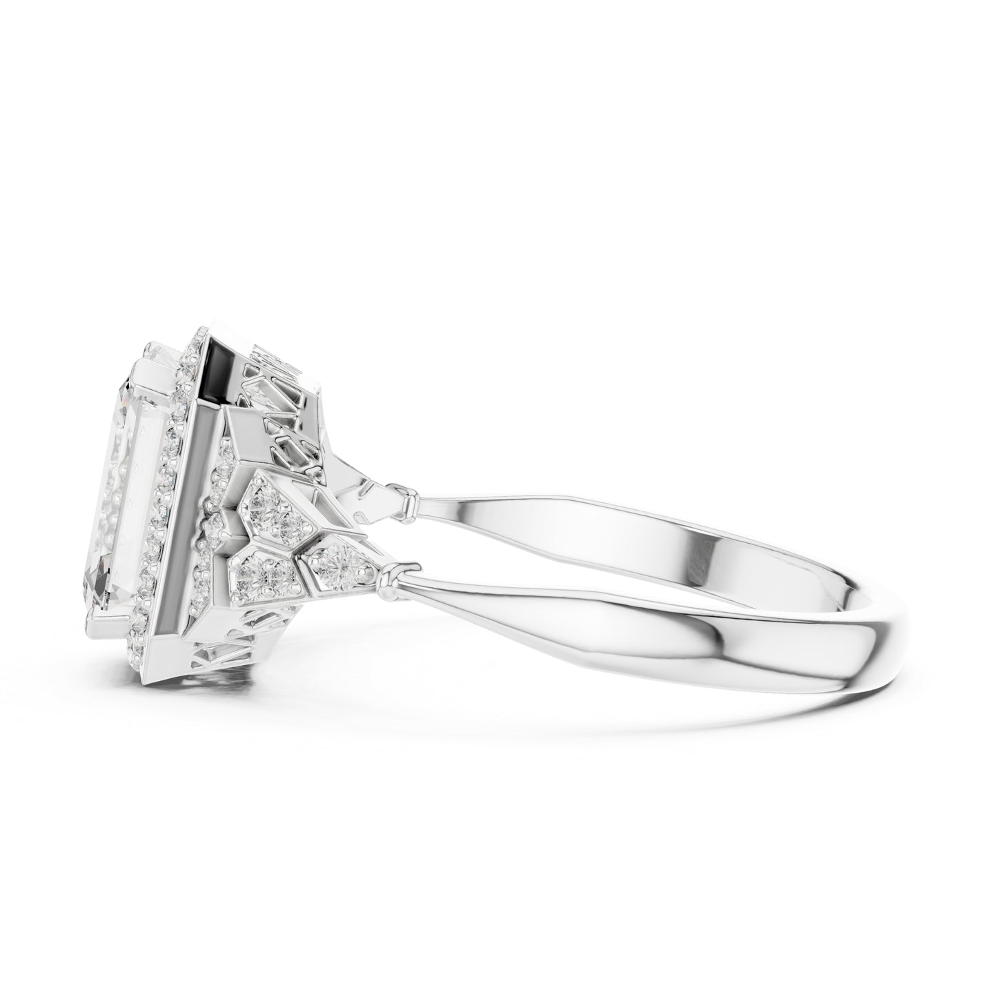 18K Rose Gold Emerald & Round Lab-Grown Diamond Ring for Women | Bridal Wear | Pure Carat