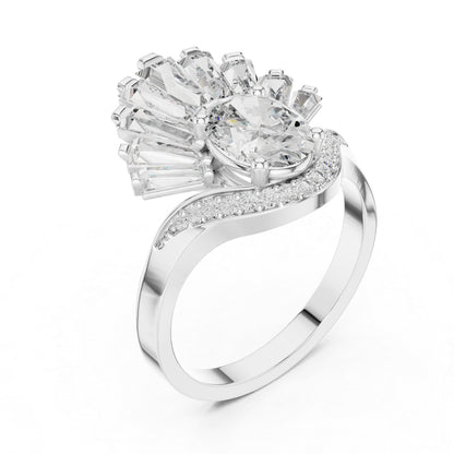 14K Rose Gold Oval Baguette & Round Lab-Grown Diamond Stud Ring for Women | Wedding | Pure Carat
