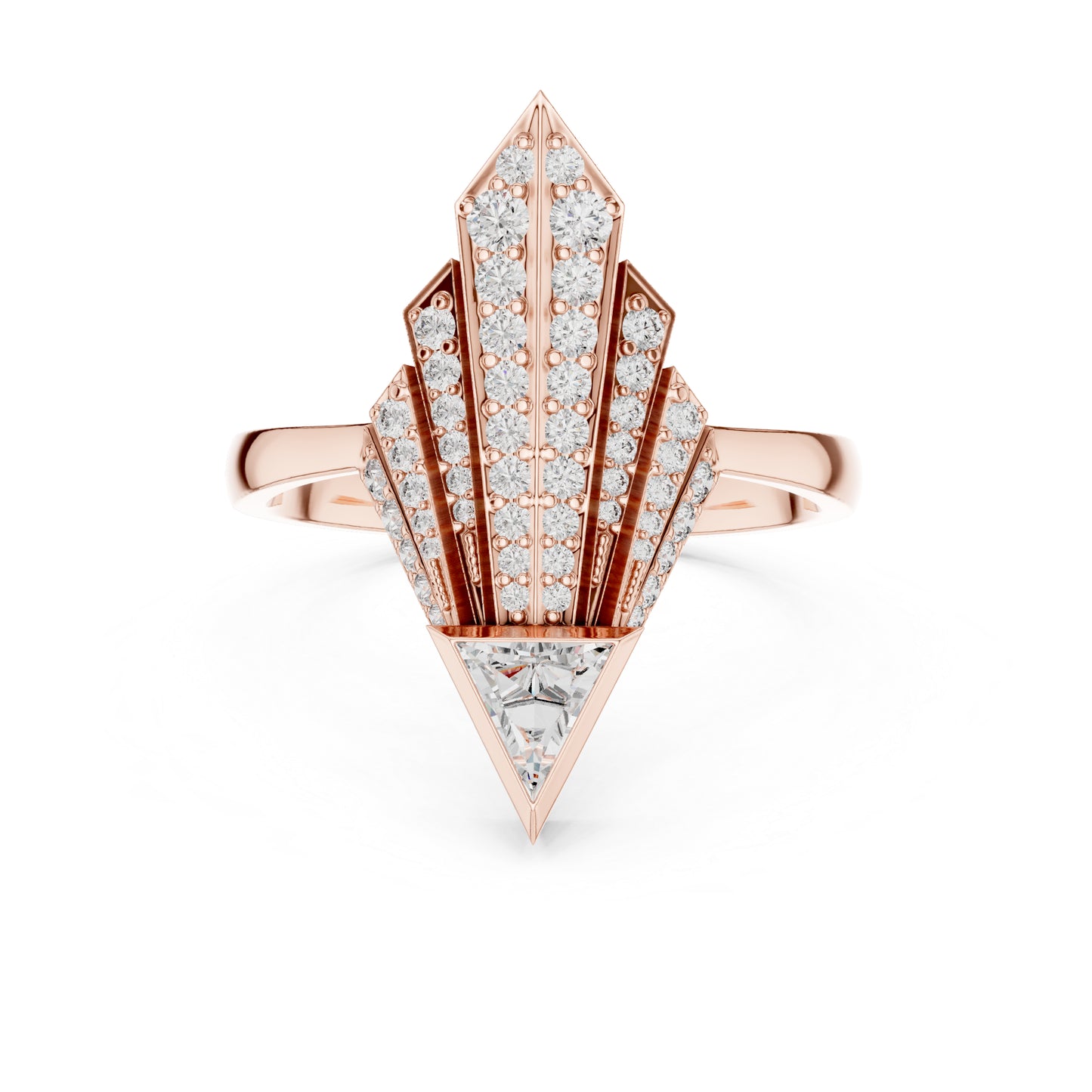 18K Yellow Gold Triangle & Round Lab-Grown Diamond Ring for Women | Office Wear | Pure Carat