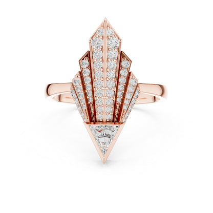 18K Yellow Gold Triangle & Round Lab-Grown Diamond Ring for Women | Office Wear | Pure Carat
